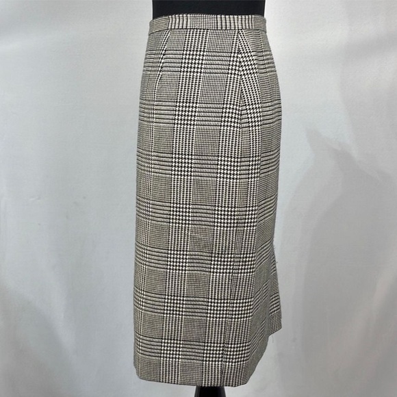Brooks Brothers 346 Houndstooth Black White Plaid Wool Skirt size 12 Career Wear - Picture 2 of 9